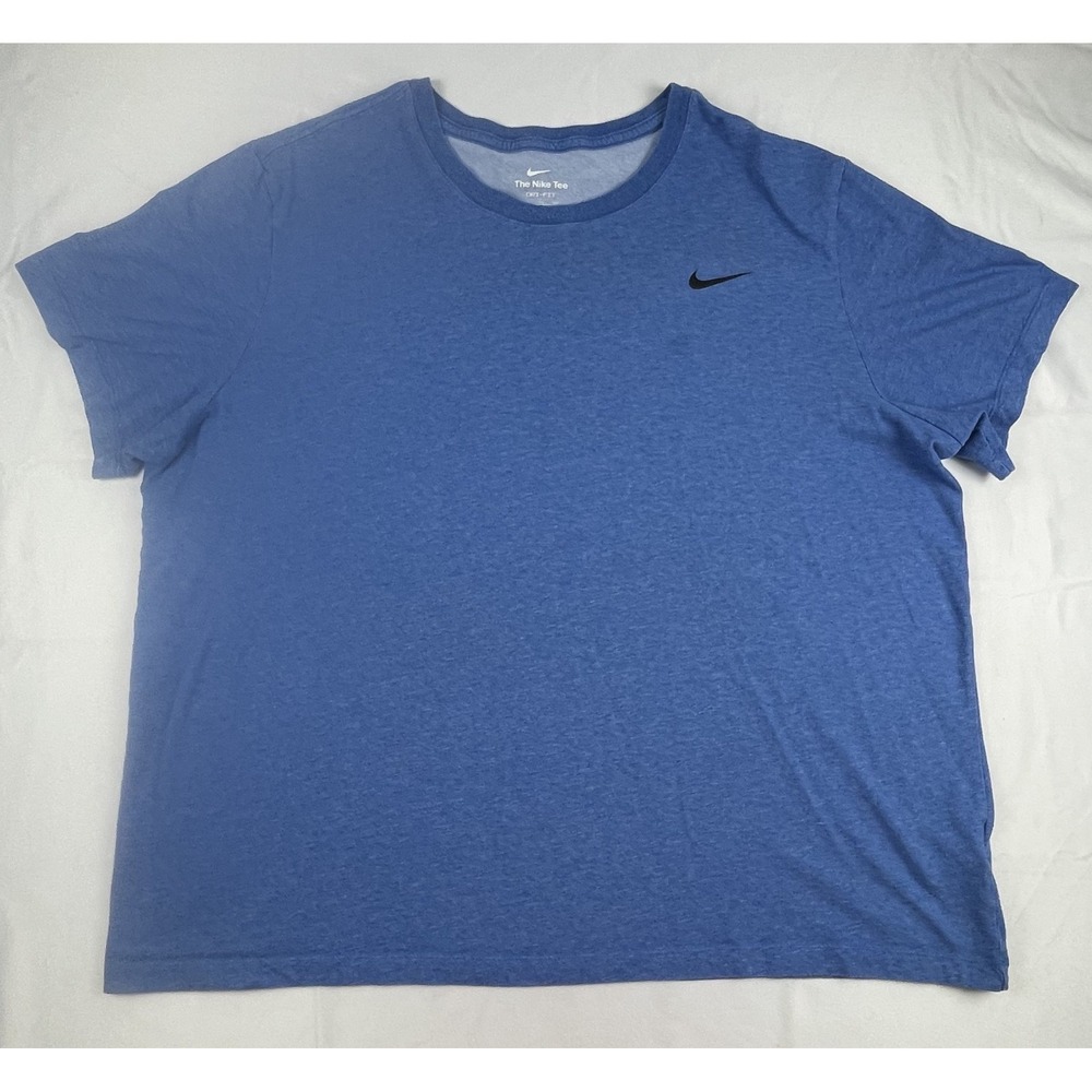 NIKE DRI-FIT T-SHIRT‎ MENS 2XL BLUE ATHLETIC SHORT SLEEVE SWOOSH TEE